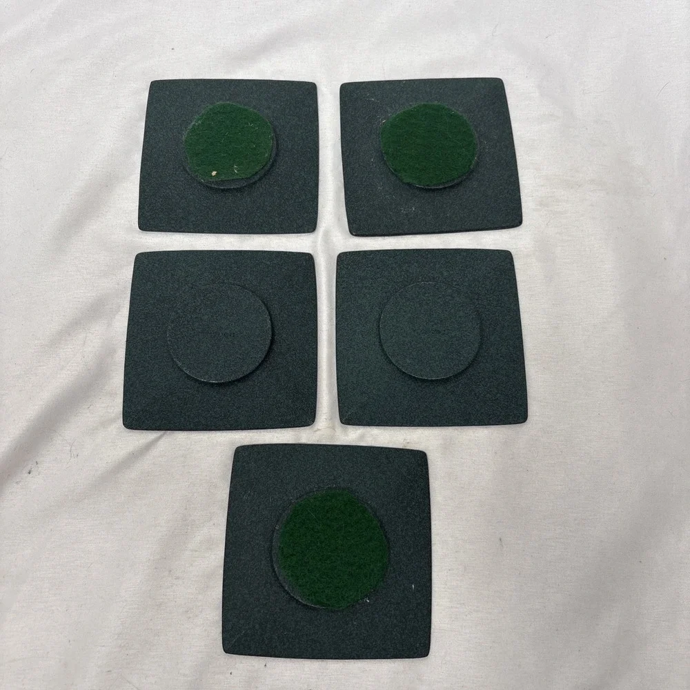 5 Vtg Wazuqu Japanese Cast Iron Tea Light Candle Holder Square Minimalist Green